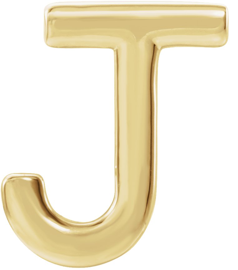 14K Yellow Single Initial J Earring