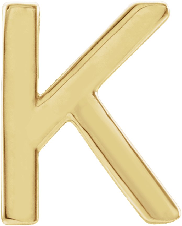 14K Yellow Single Initial K Earring