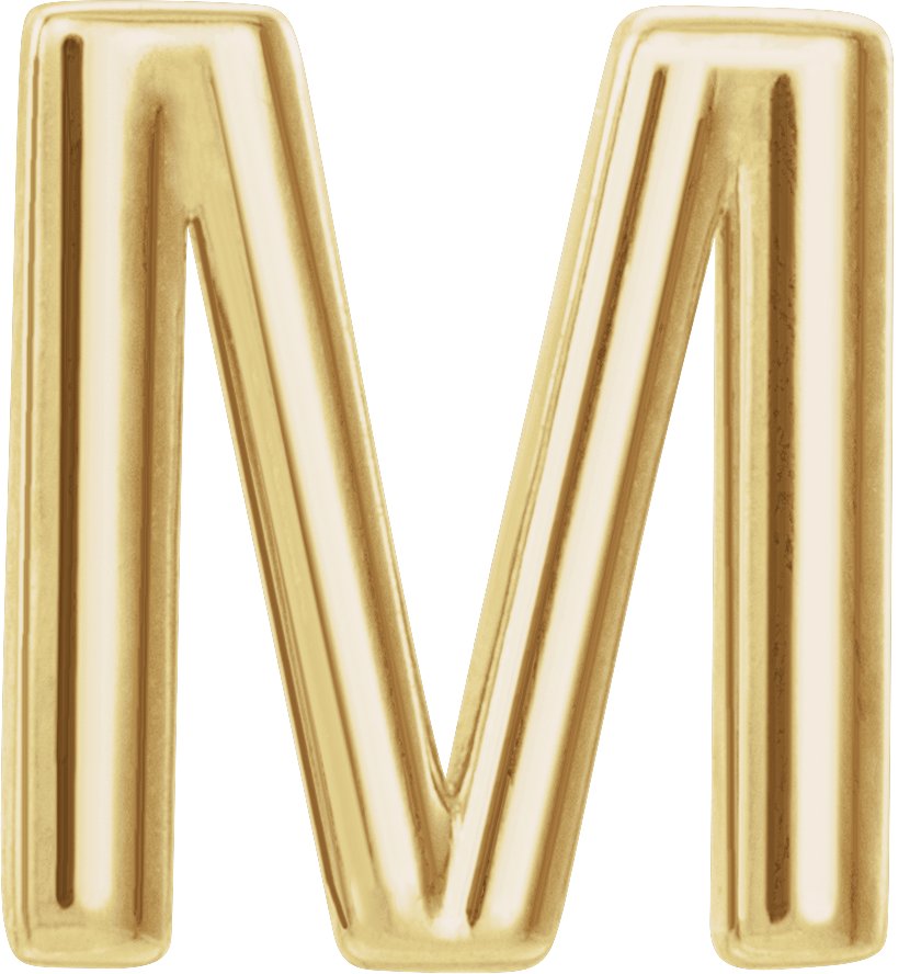 14K Yellow Single Initial M Earring