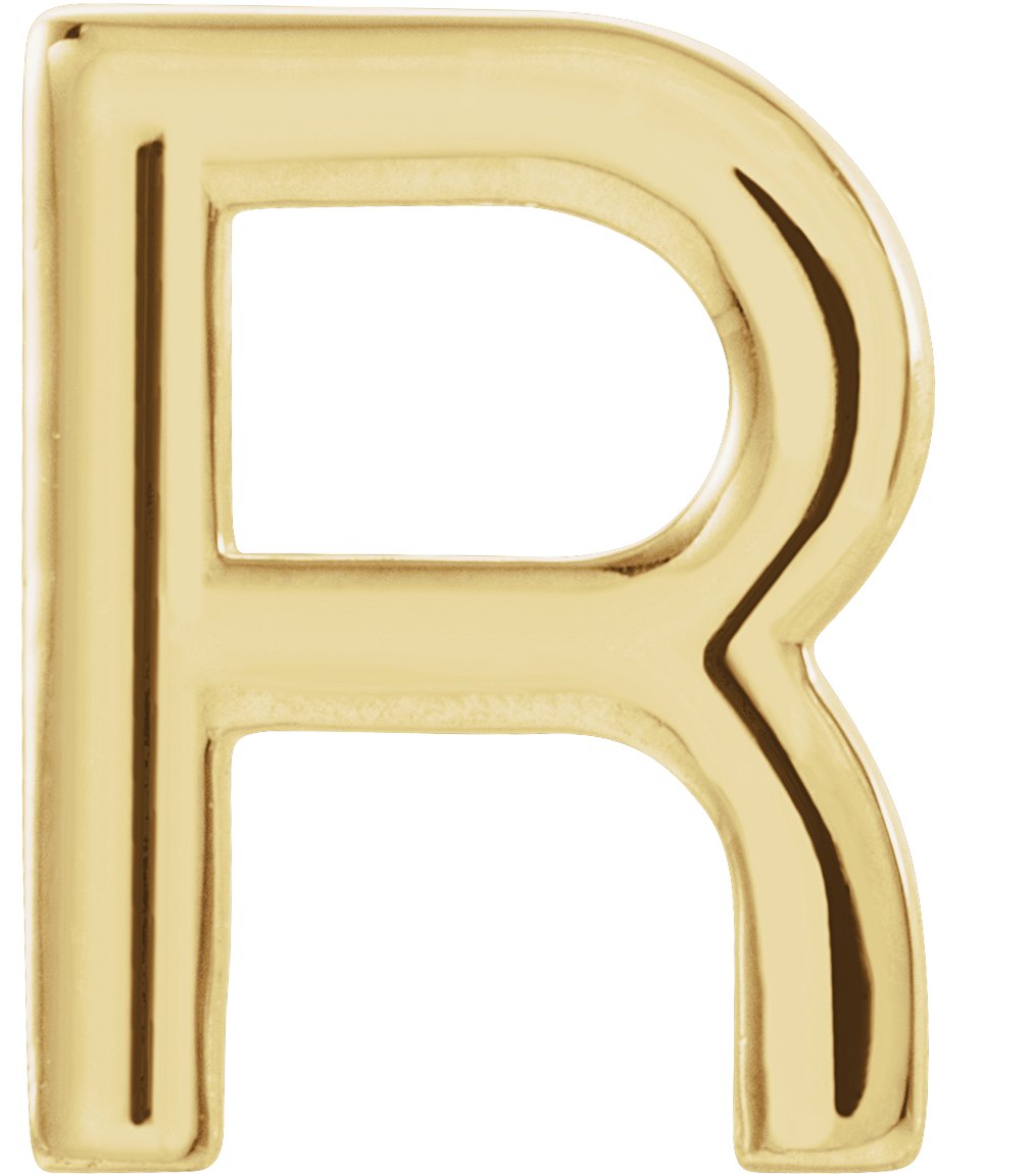 14K Yellow Single Initial R Earring