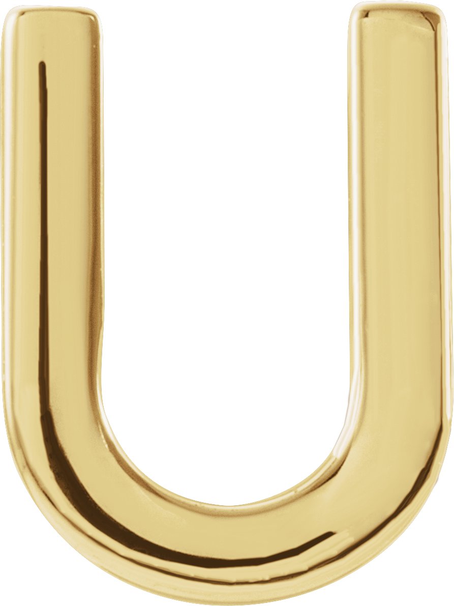 14K Yellow Single Initial U Earring