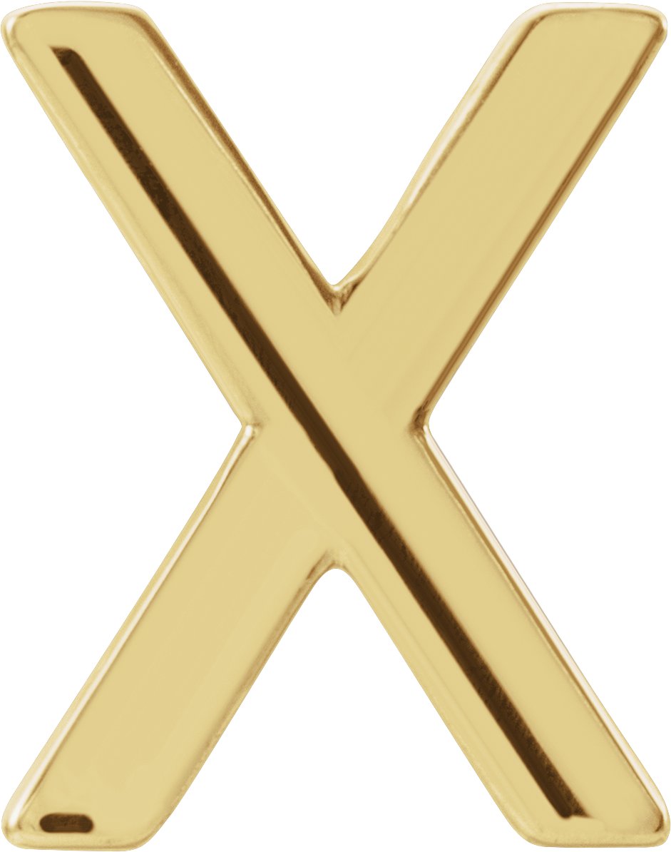 14K Yellow Single Initial X Earring