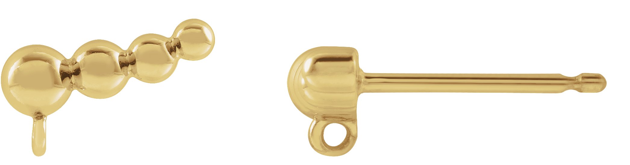 18K Yellow Beaded Right Ear Climber Top