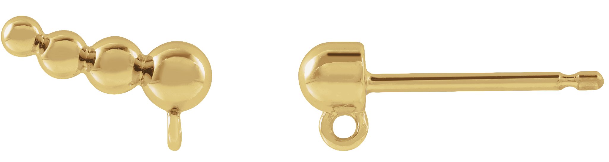 18K Yellow Beaded Left Ear Climber Top