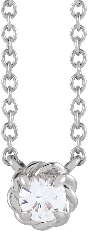 Sterling Silver 3mm :: 1/10 CT Natural Diamond Claw-Prong Rope 18" Necklace