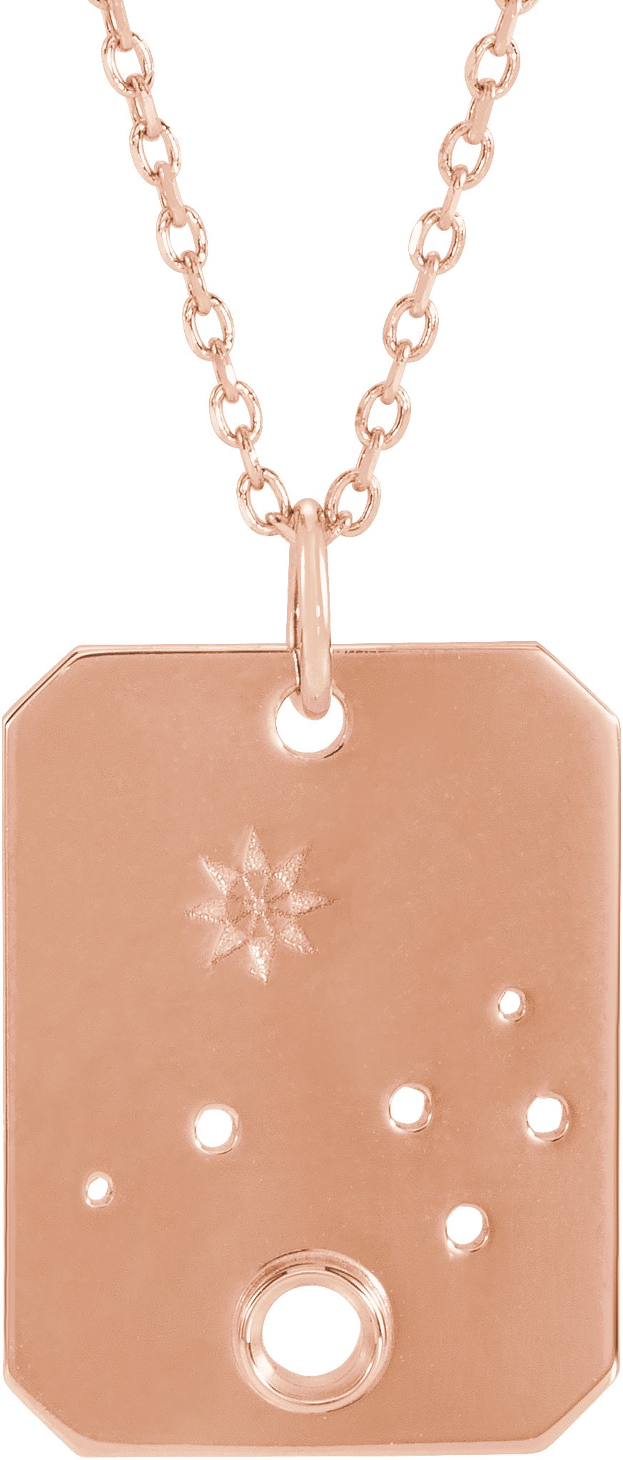 14K Rose 2.5 mm Round Aries Constellation 16-18