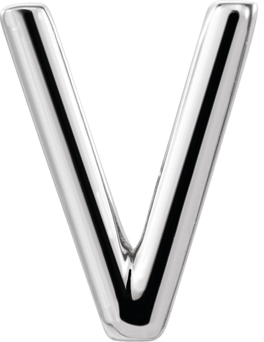 Sterling Silver Single Initial V Earring