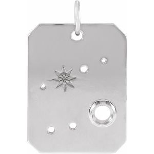 14K White 2.5 mm Round Cancer Constellation Pendant Mounting