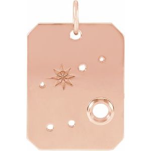 14K Rose 2.5 mm Round Cancer Constellation Pendant Mounting