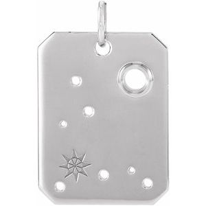 14K White 2.5 mm Round Pisces Constellation Pendant Mounting