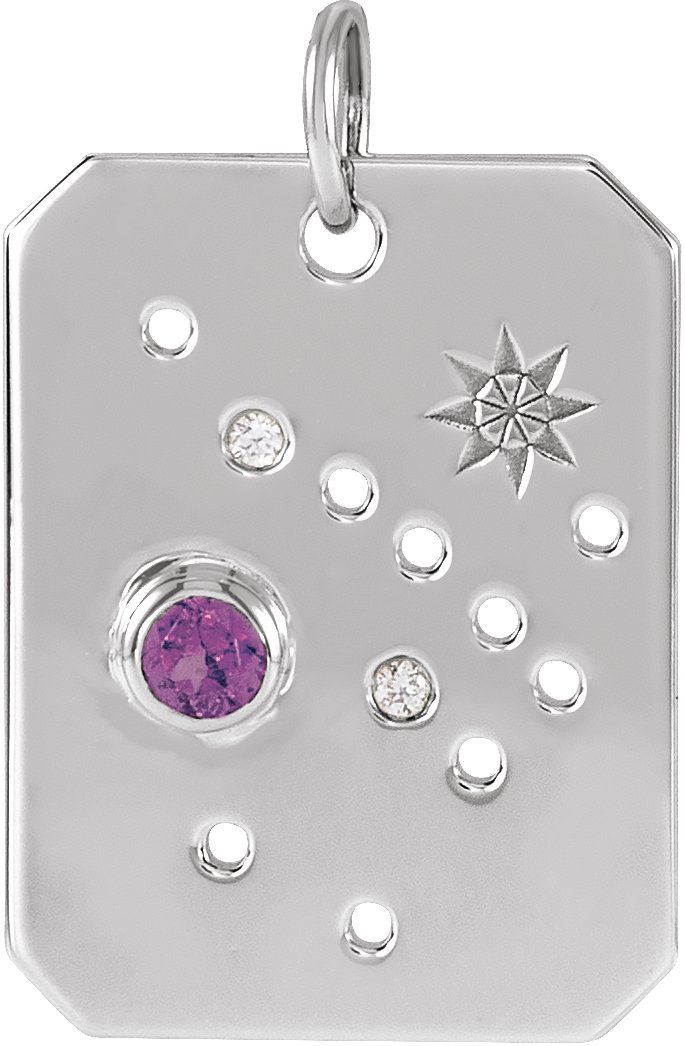 Platinum Natural Amethyst and .0075 CTW Natural Diamond Sagittarius Zodiac Constellation Pendant Ref 17891305