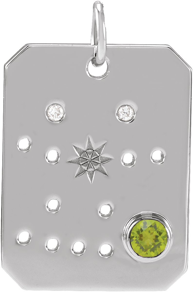 Platinum Natural Peridot and .0075 CTW Natural Diamond Gemini Zodiac Constellation Pendant Ref 17891116