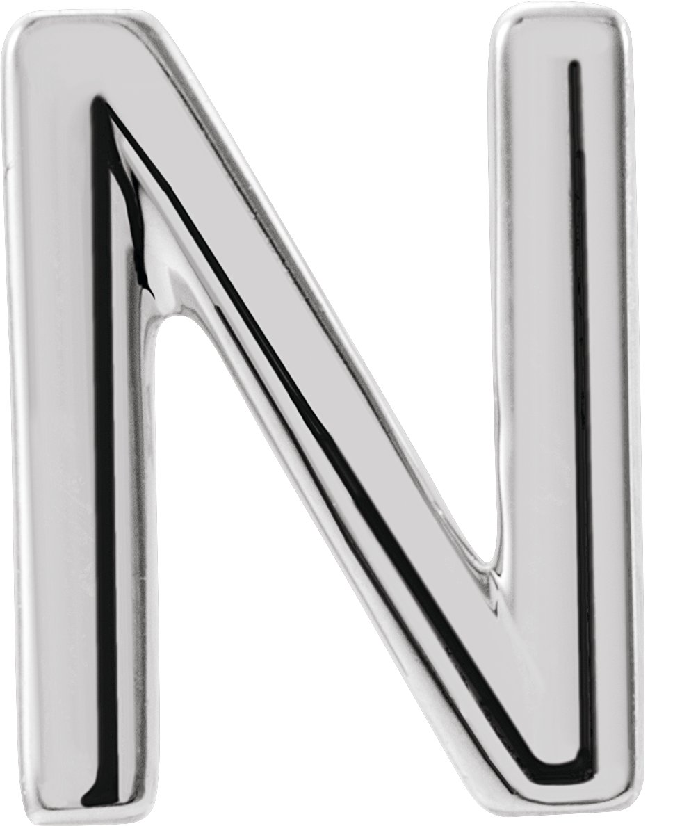 Sterling Silver Single Initial N Earring