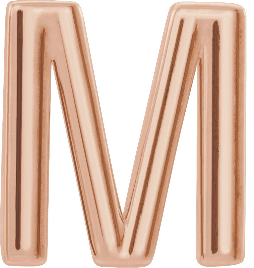 14K Rose Single Initial M Earring