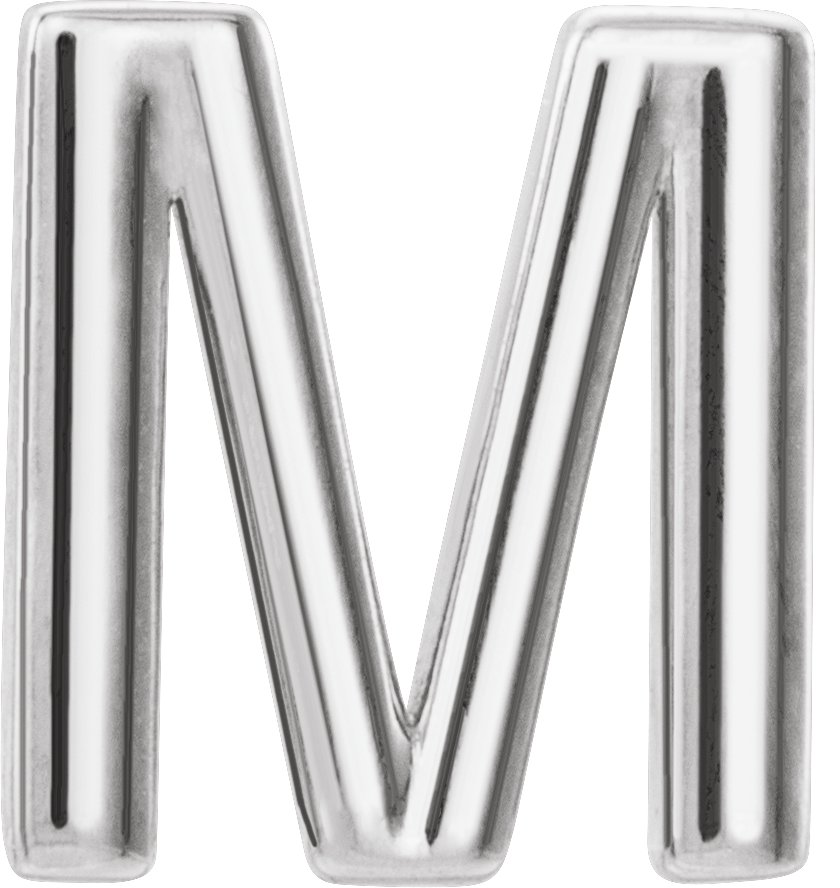 Sterling Silver Single Initial M Earring