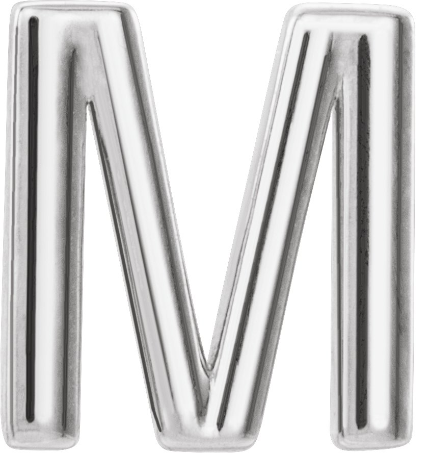 14K White Single Initial M Earring