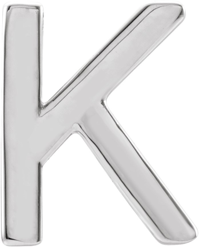 14K White Single Initial K Earring