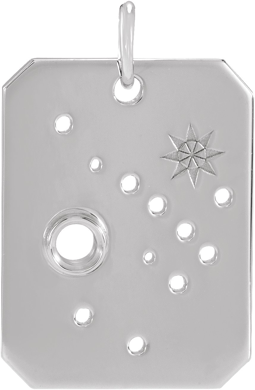 14K White 2.5 mm Round Sagittarius Constellation Pendant Mounting