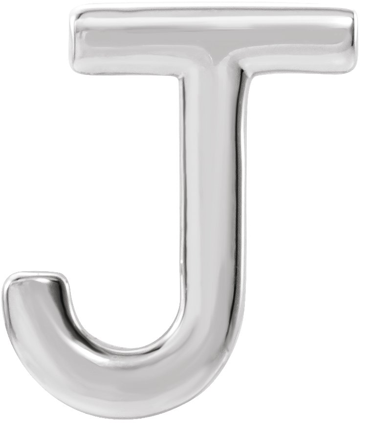 14K White Single Initial J Earring