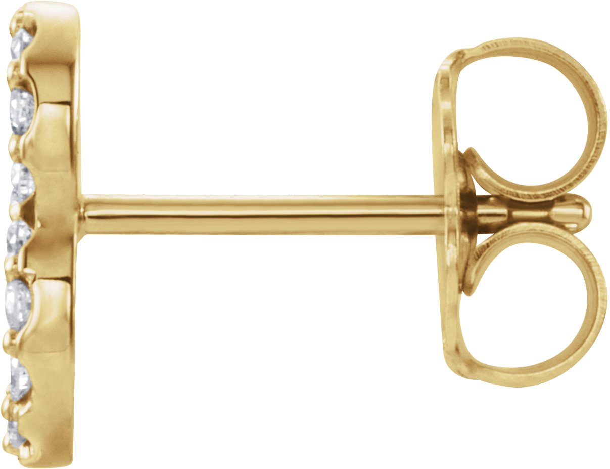 14K Yellow 1/10 CTW Diamond Single Initial B Earrings