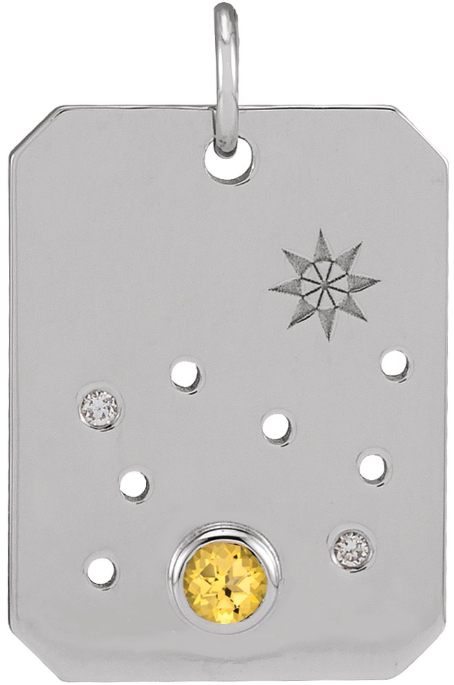 Sterling Silver Natural Citrine and .0075 CTW Natural Diamond Leo Zodiac Constellation Pendant Ref 17891166