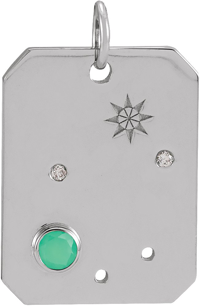 Sterling Silver Natural Green Chrysoprase and .0075 CTW Natural Diamond Libra Zodiac Constellation Pendant Ref 17891090