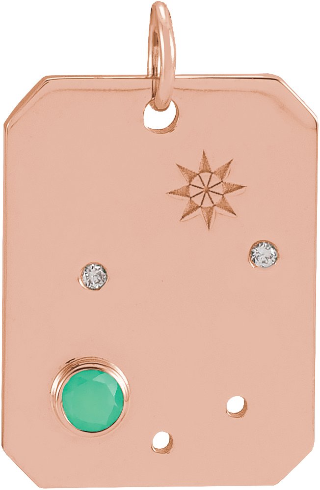 14K Rose Natural Green Chrysoprase and .0075 CTW Natural Diamond Libra Zodiac Constellation Pendant Ref 17891103