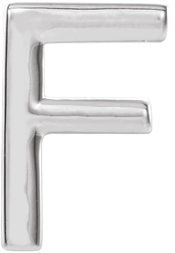 14K White Single Initial F Earring