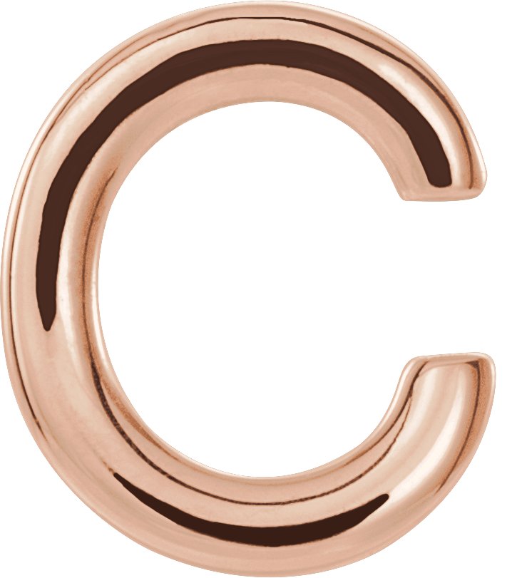 14K Rose Single Initial C Earring