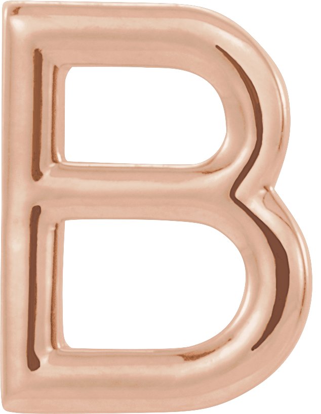 14K Rose Single Initial B Earring