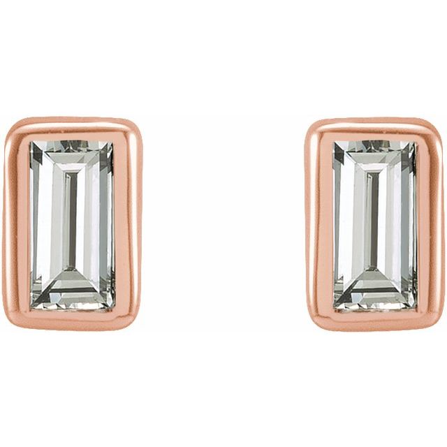 14K Rose .07 CTW Diamond Bezel-Set Earrings