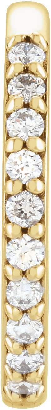 14K Yellow .08 CT Natural Diamond Single 15 mm Huggie Earring