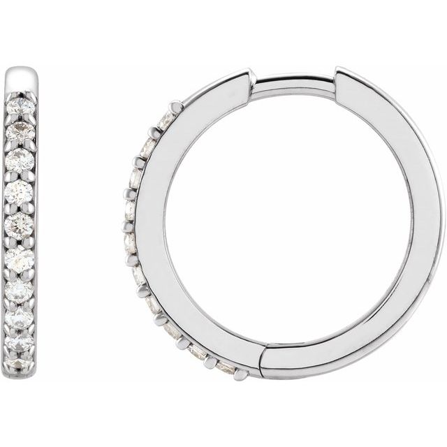 Sterling Silver 1/6 CTW Natural Diamond 15 mm Huggie Earrings