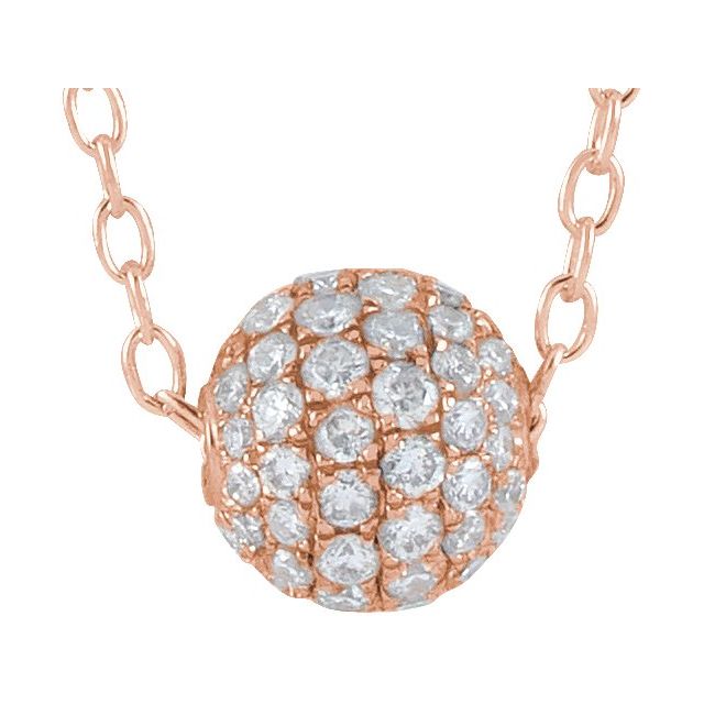 14K Rose 6 mm 3/8 CTW Natural Diamond Ball 16-18" Necklace