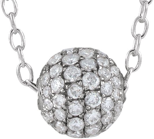 14K White 6 mm 3/8 CTW Natural Diamond Ball 16-18 Necklace