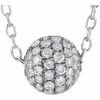 14K White .375 CTW Diamond Pave 6 mm Ball 16 to 18 inch Necklace Ref 17760418