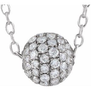 14K White 6 mm 3/8 CTW Natural Diamond Ball 16-18" Necklace