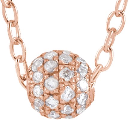 14K Rose 3 mm 1/8 CTW Natural Diamond Ball 16-18 Necklace