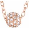 14K Rose .125 CTW Diamond Pave 6 mm Ball 16 to 18 inch Necklace Ref 17760416