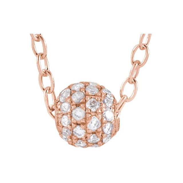 14K Rose 3 mm 1/8 CTW Natural Diamond Ball 16-18" Necklace