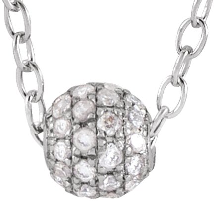 14K White 3 mm 1/8 CTW Natural Diamond Ball 16-18" Necklace