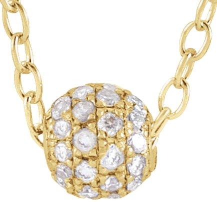 14K Yellow .125 CTW Diamond Pave 3 mm Ball 16 to 18 inch Necklace Ref 17760414