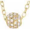 14K Yellow .125 CTW Diamond Pave 3 mm Ball 16 to 18 inch Necklace Ref 17760414