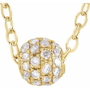 14K Yellow 3 mm 1/8 CTW Natural Diamond Ball 16-18" Necklace