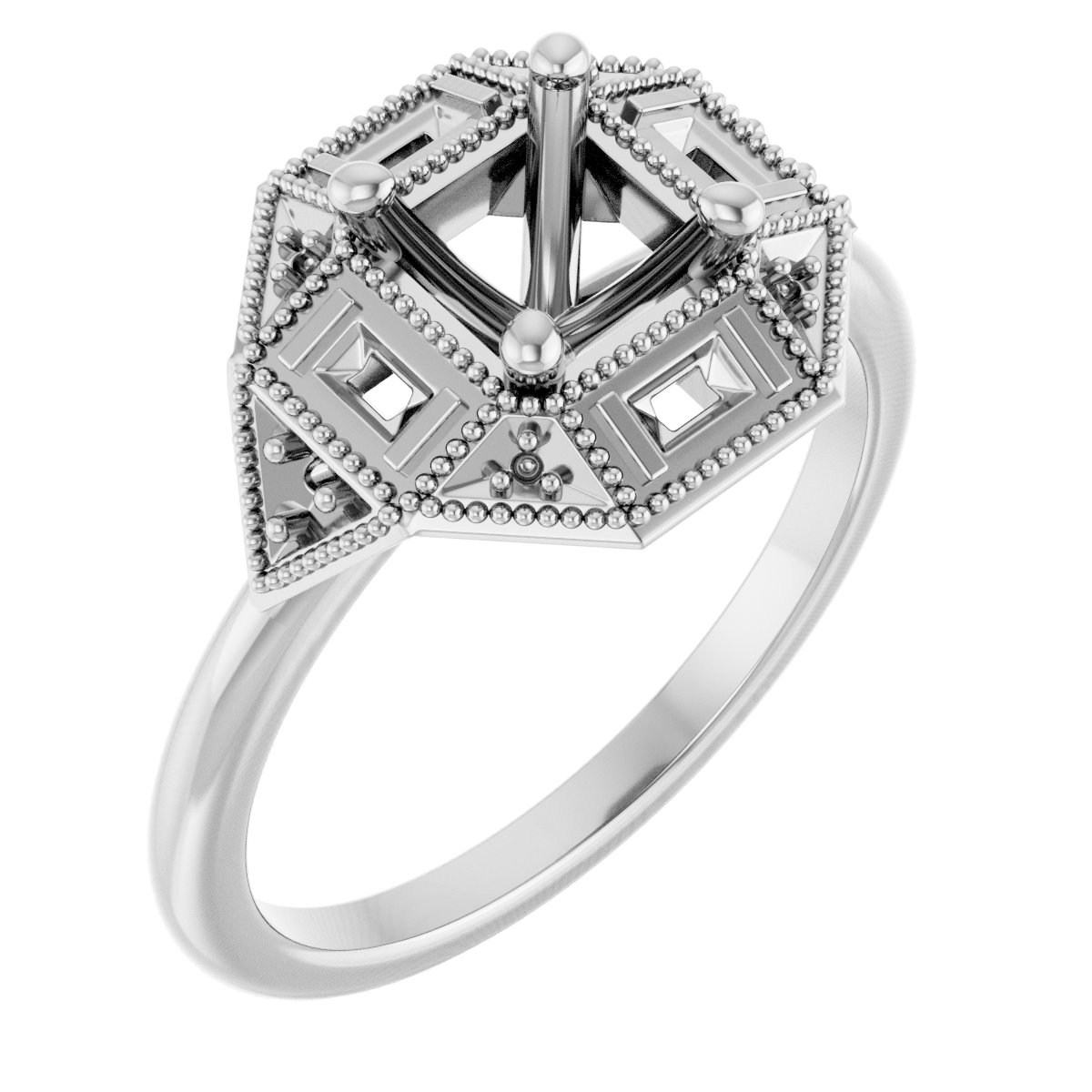 Halo-Style Art Deco Engagement Ring or Band