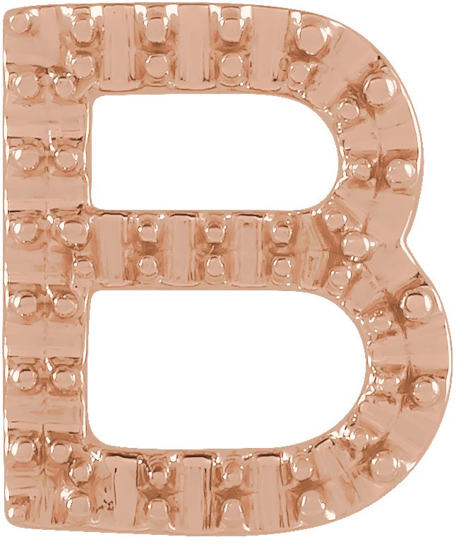 14K Rose Single Initial B Earring Mounting