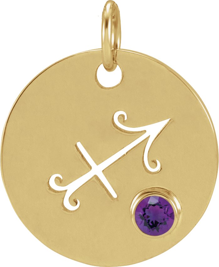 14K Yellow Natural Amethyst Sagittarius Zodiac Pendant Ref 17886570