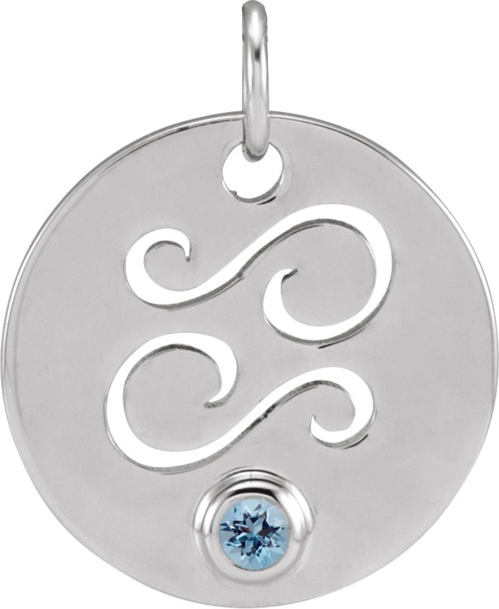 Platinum Natural Aquamarine Cancer Zodiac Pendant Ref 17886650