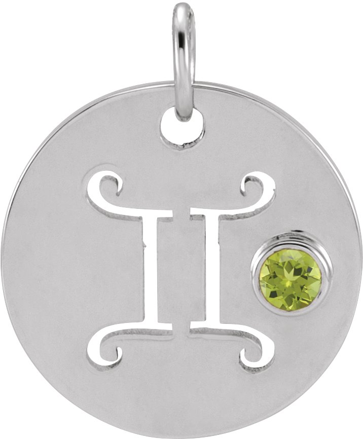 Platinum Natural Peridot Gemini Zodiac Pendant Ref 17886597