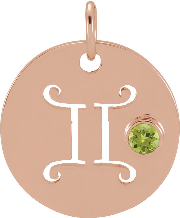 14K Rose Natural Peridot Gemini Zodiac Pendant Ref 17886595